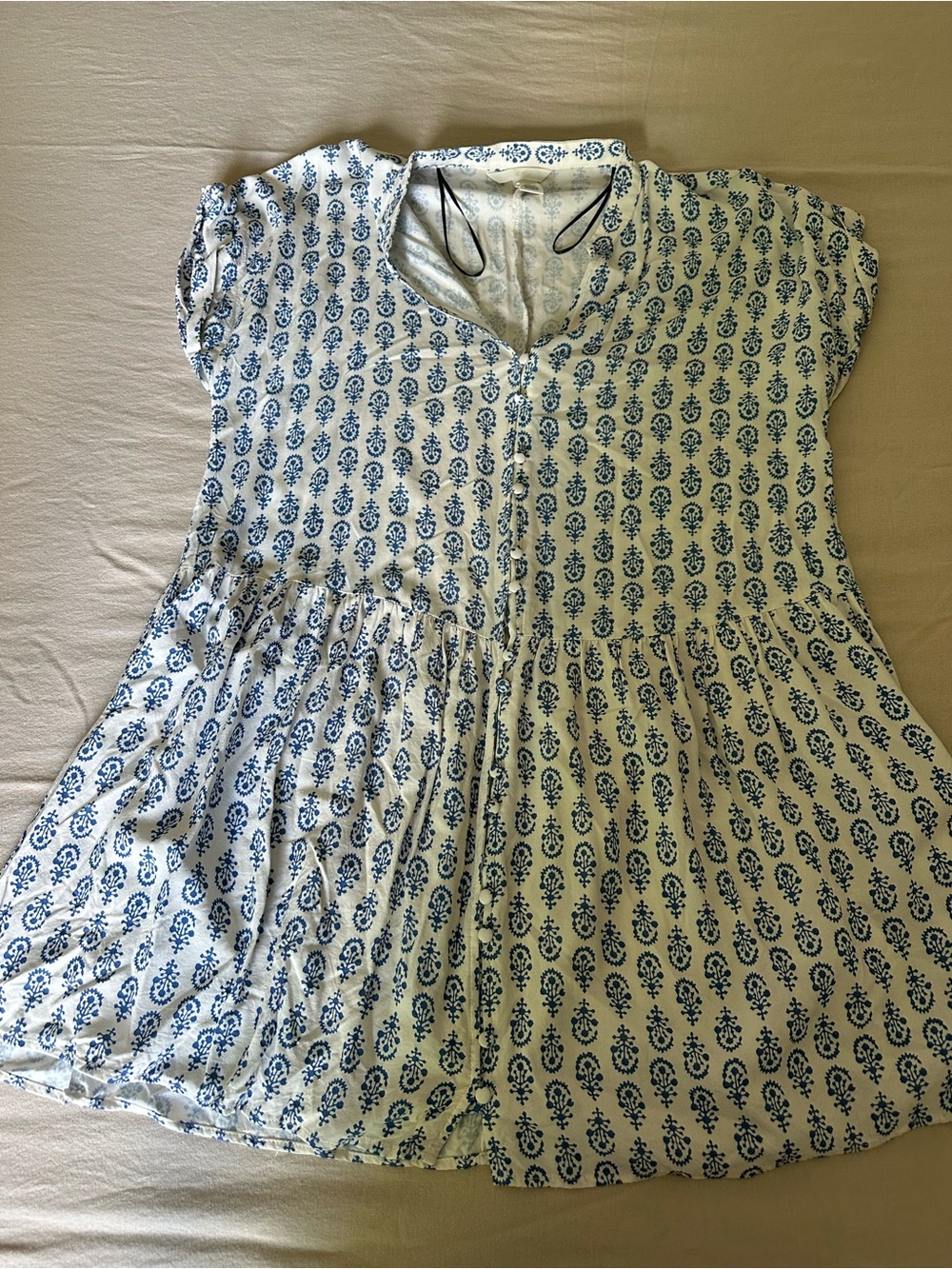 H&M White Dress with Blue Print